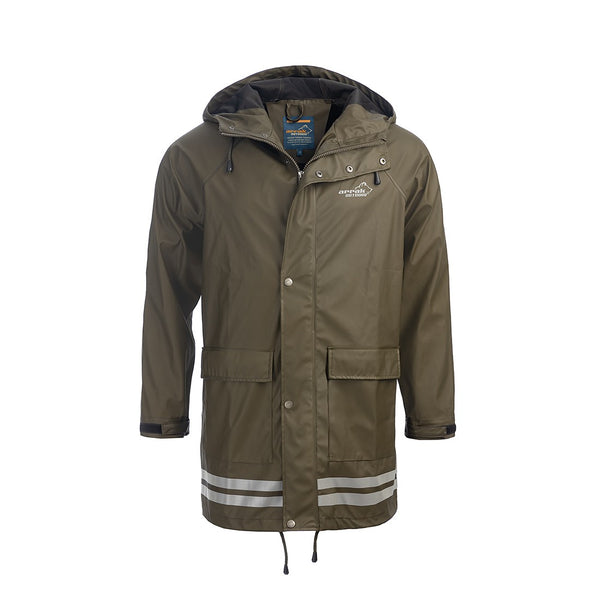 Arrak unisex rain coat olive front