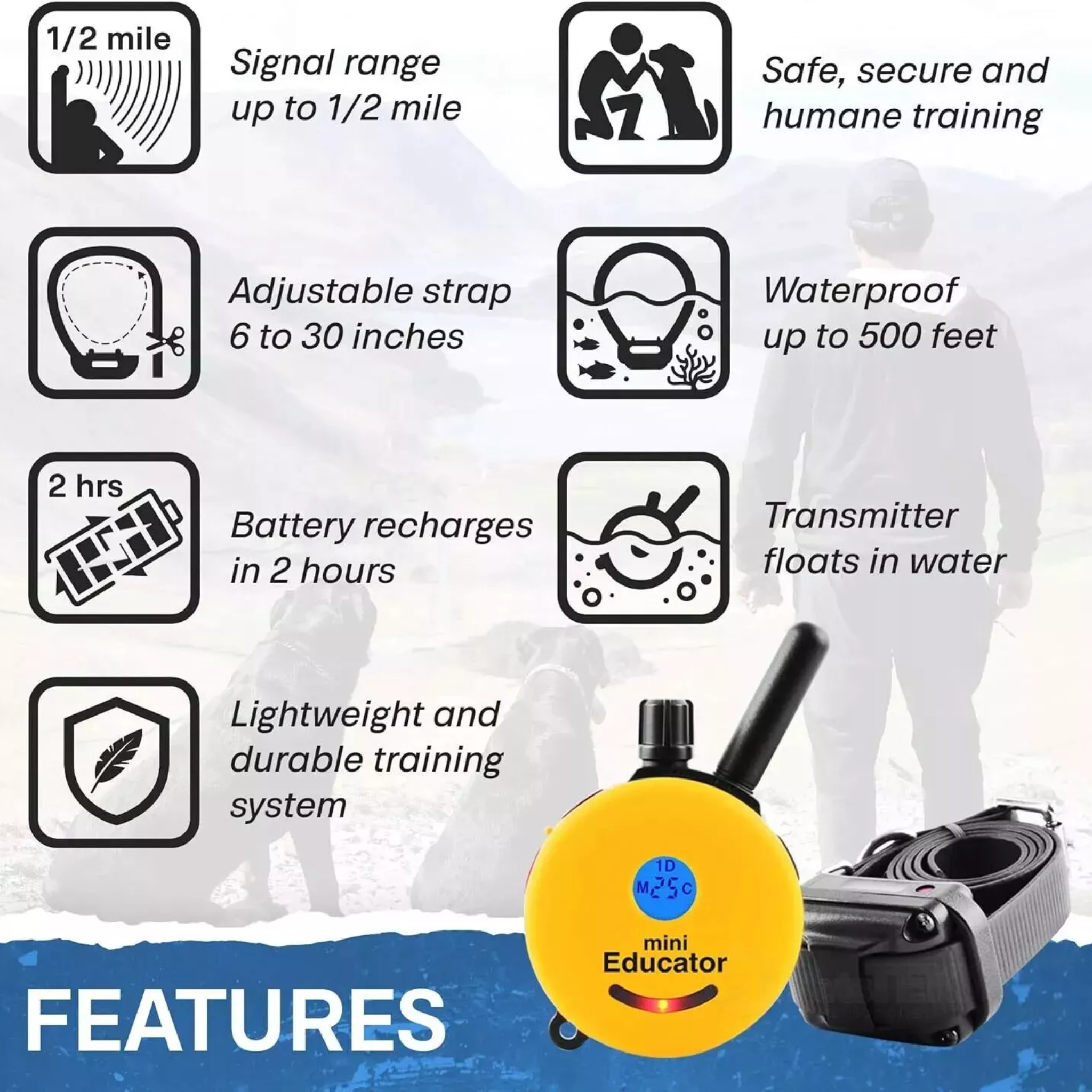 UK E-COLLARS - FT-330 MINI EDUCATOR K9 Corner UK E-COLLARS - FT-330 MINI EDUCATOR K9 Corner
